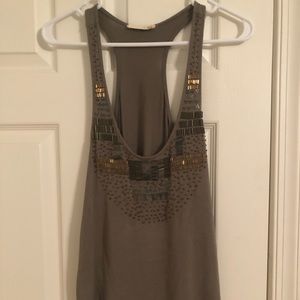 Green tank top with beading